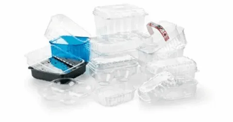 A variety of disposable plastic food containers
