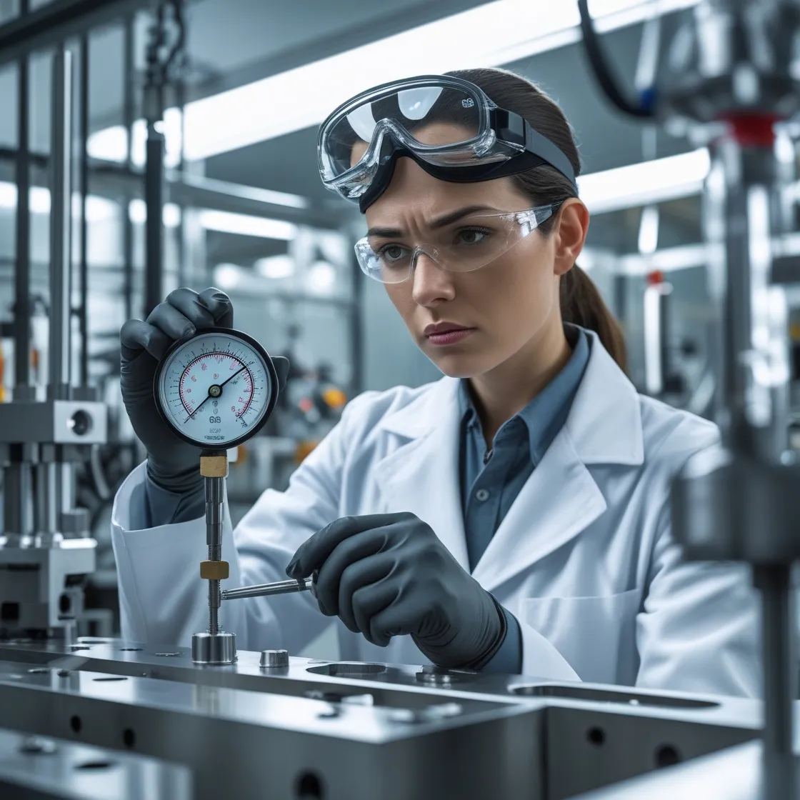 Technician calibrating pressure gauge for accurate pressure readings.
