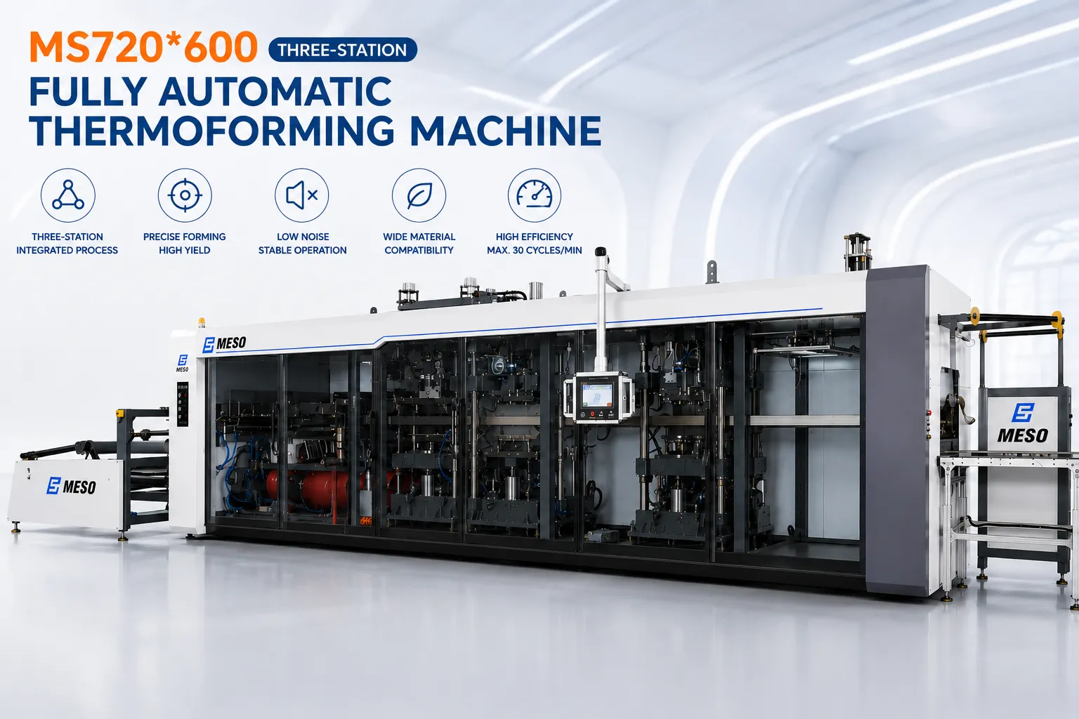ESO MS720*600 Fully Automatic Three-Station Plastic Forming Machine with Precise Forming Control
