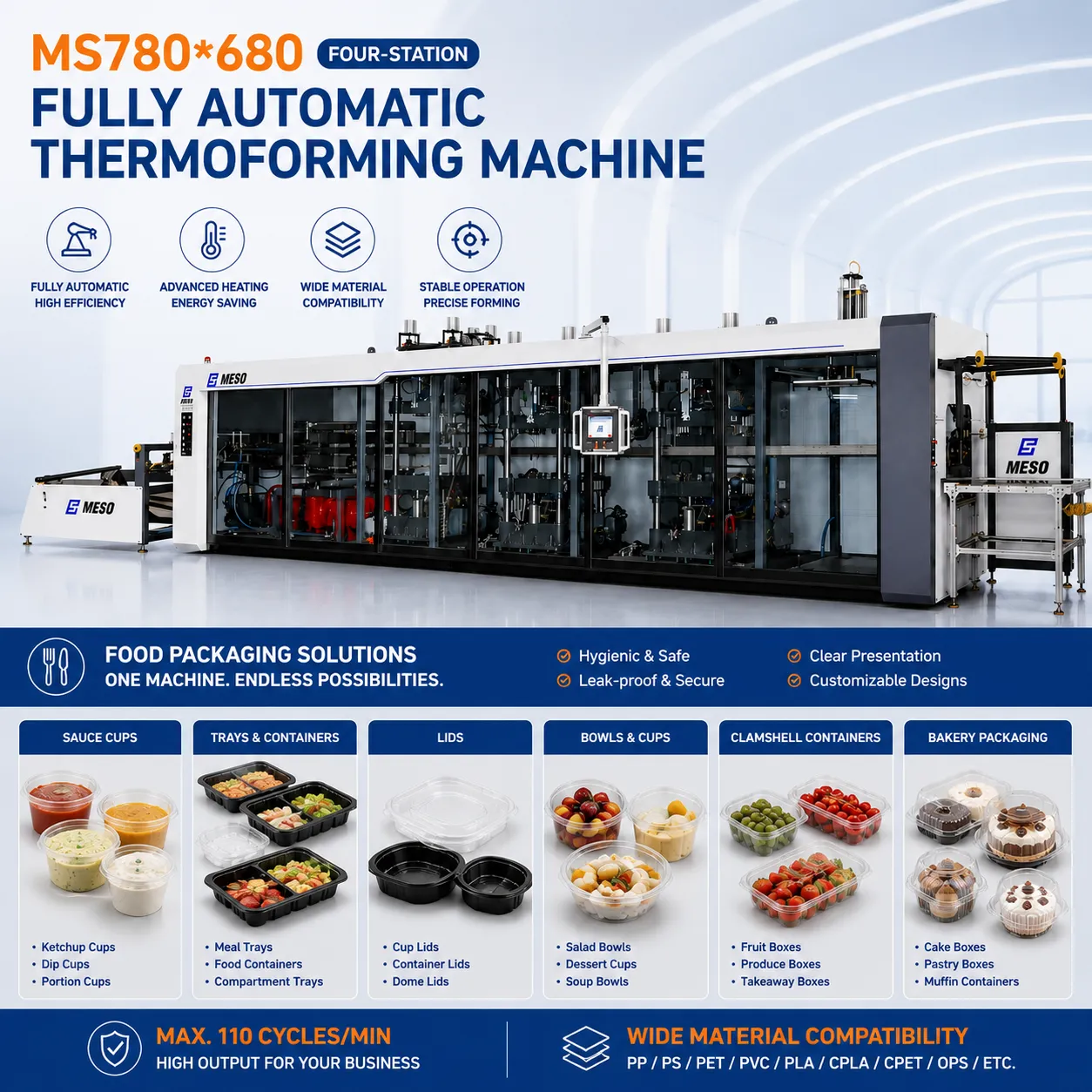 Meso Ms780 680 110 Cycles High Output Food Packaging Machine