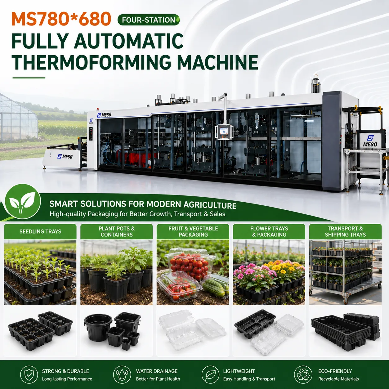 MESO MS780*680 4-Station Agriculture Thermoforming Machine for Seedling Trays and Plant Pots