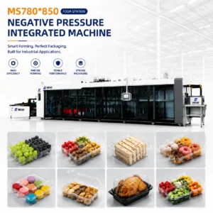 MESO MS780*850 4-Station Negative Pressure Integrated Machine for Macaron, Bakery and Fruit Clamshell Packaging
