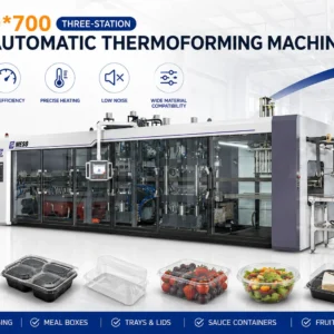 MESO MS800*700 Three-Station Fully Automatic Thermoforming Machine for Food Packaging, Meal Boxes and Trays