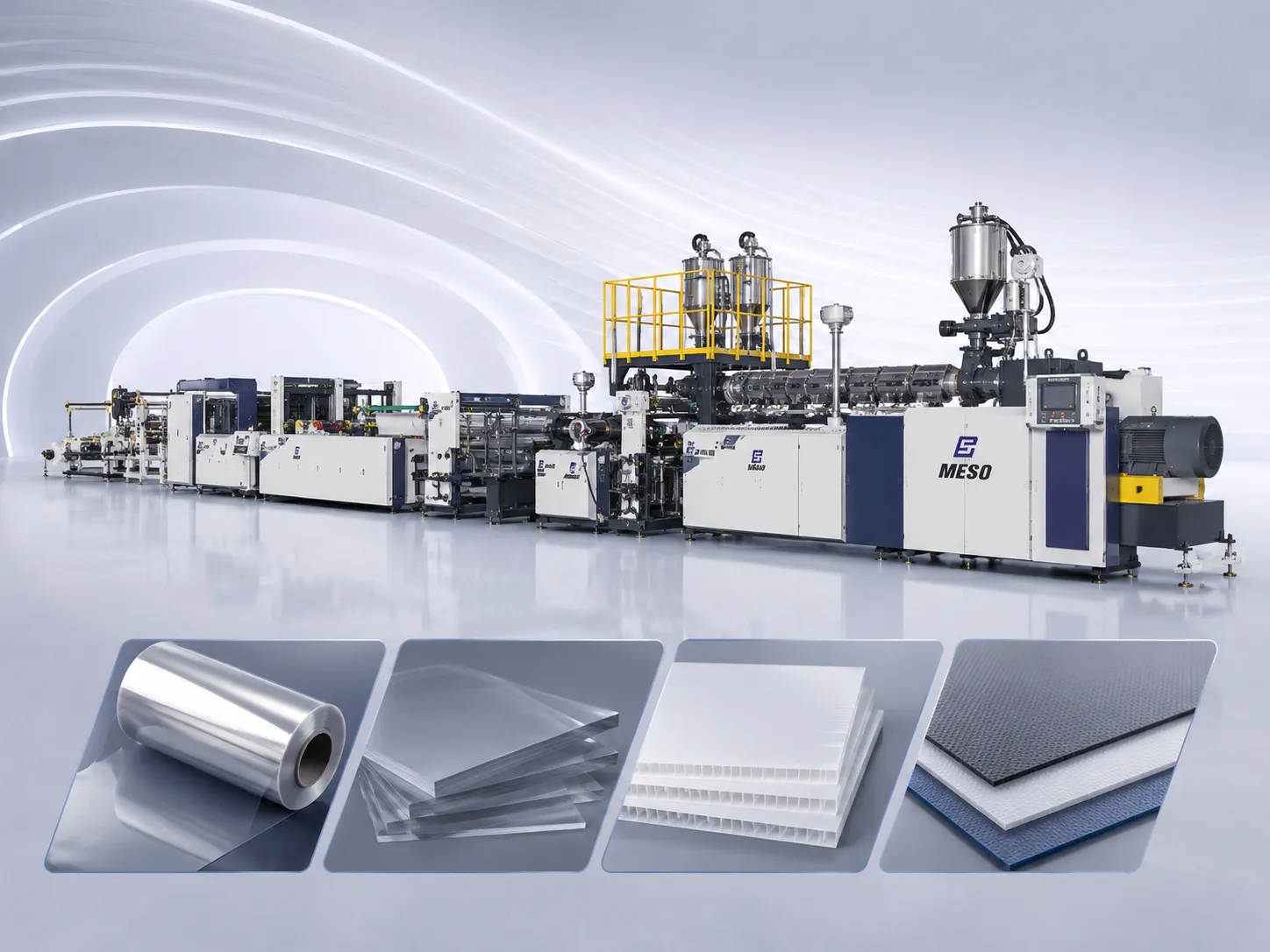 MESO Sheet Extrusion Line for Manufacturing Plastic Film, Rigid Sheets and Hollow Boards